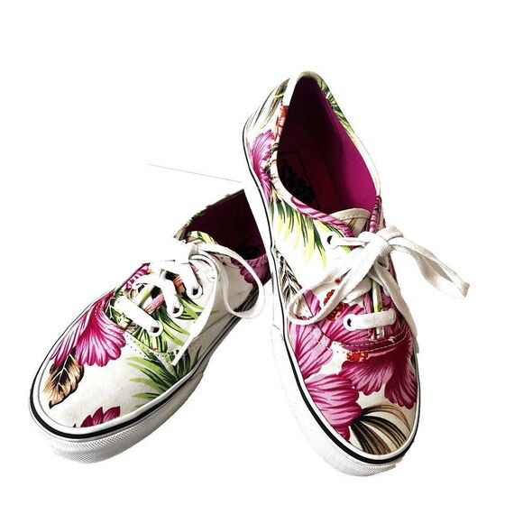 VANS Off The Wall Women's 7 Floral Tropical Print Canvas Sneaker Lace Up Low Top - Picture 2 of 11